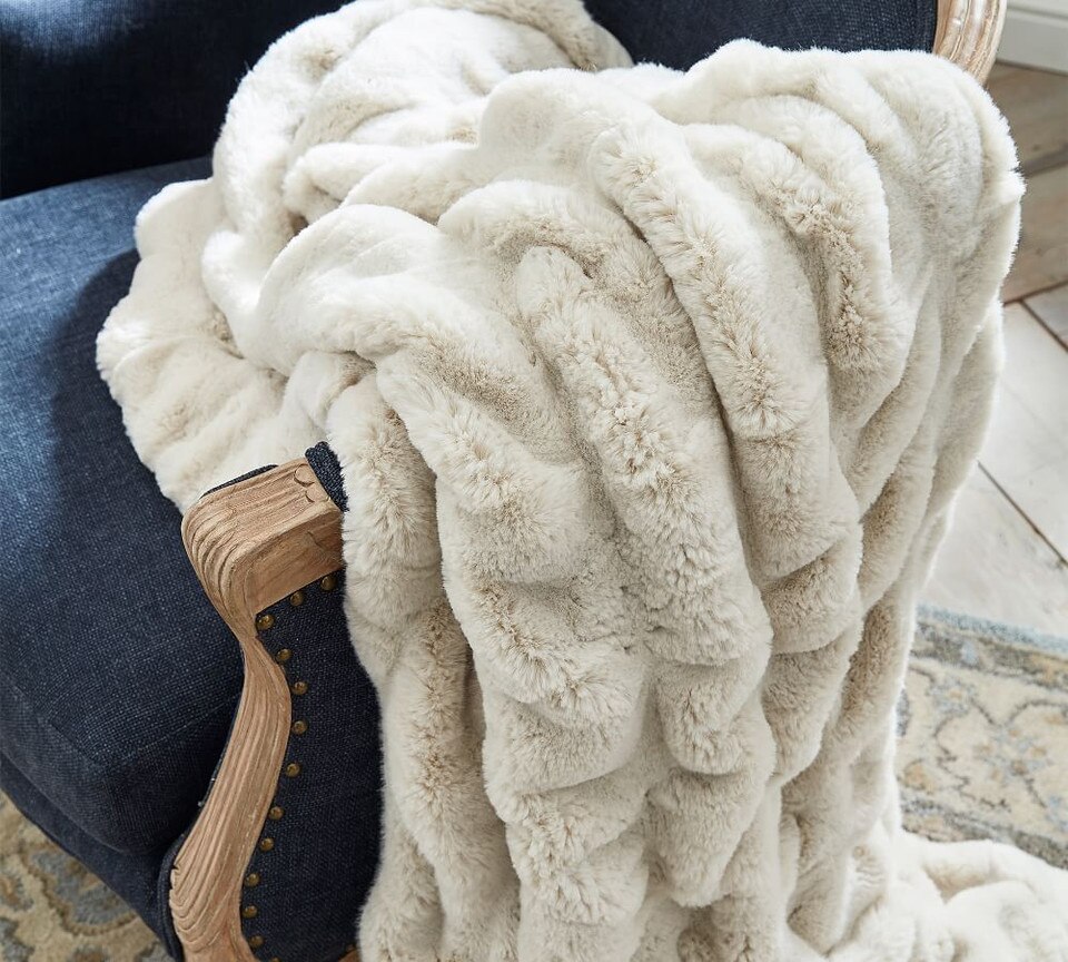 Faux Fur Ruched Throws Pottery Barn Australia